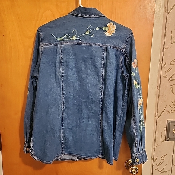 BOB MACKIE Wearable Art Vintage Embroidered Women's Designer Denim Shirt Small - Picture 7 of 12